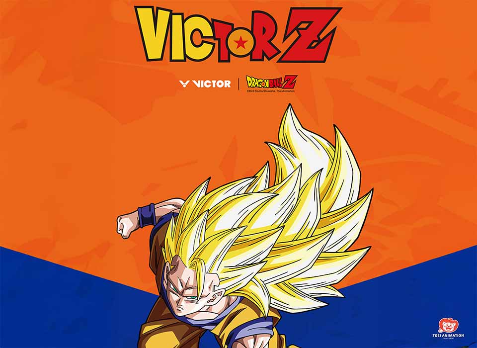 victor dragonball z kollektion badminton mit son goku